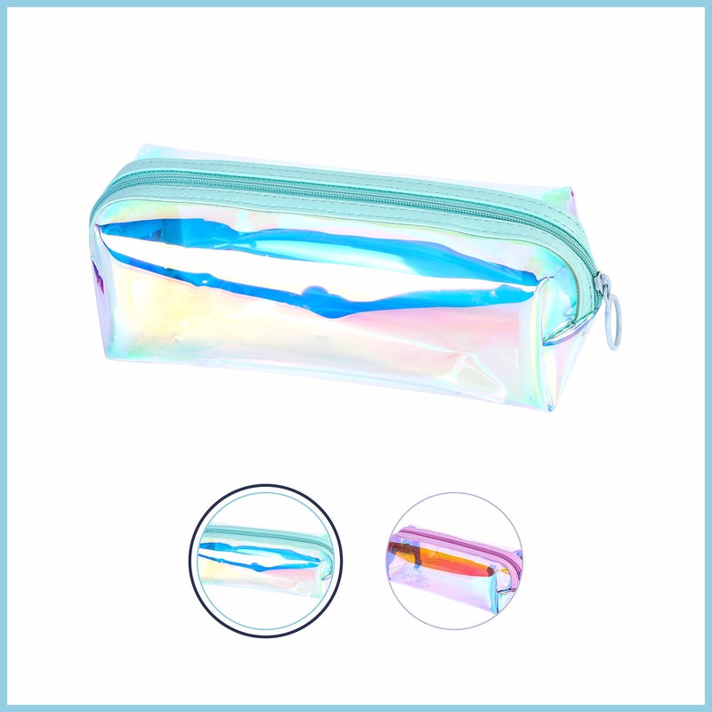EzPacking Holographic Clear Makeup Pouch/Cute Iridescent Cosmetic Organizer/Sparkly Glittery Womens Toiletries Holder/Transparent Ladies Zipper Bag for Purse or Tote (Mint) - Image 2